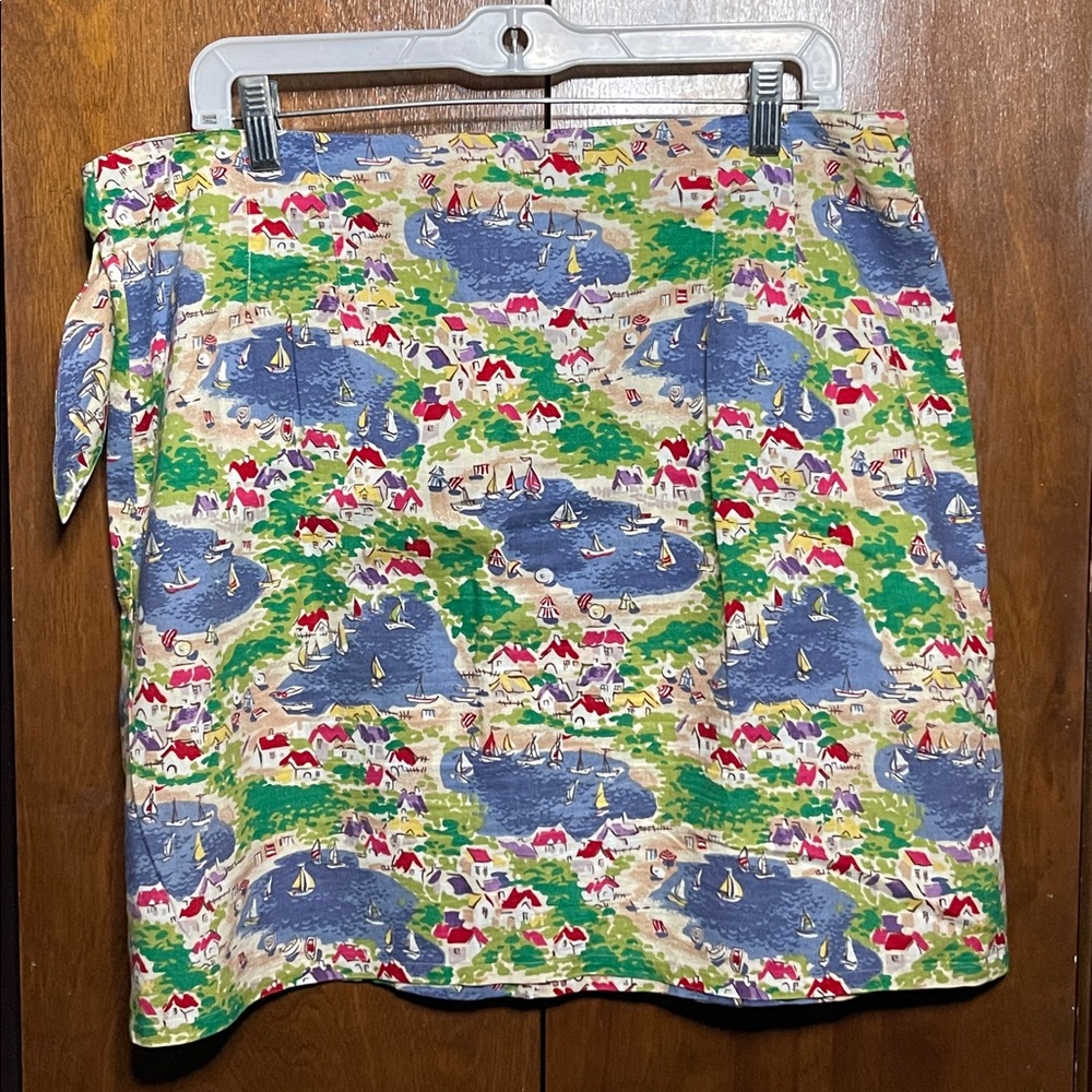Talbots Multicolor Printed Cotton Wrap Skirt Size 18 - Picture 4 of 4